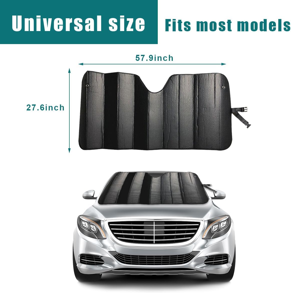 Parasol para parabrisas de automóvil, protector plegable reflectante para ventana delantera, doble grosor de rayos UV y bloqueador de calor con