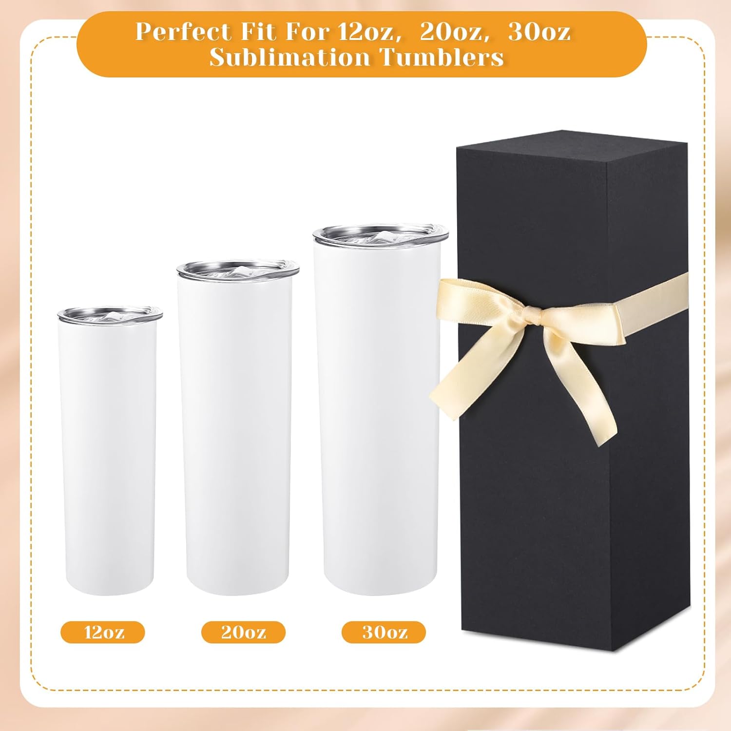 24 cajas de regalo para vasos de sublimación, caja de regalo con cinta para 12 onzas, 20 onzas, 30 onzas, prensa de calor, vasos de sublimación,