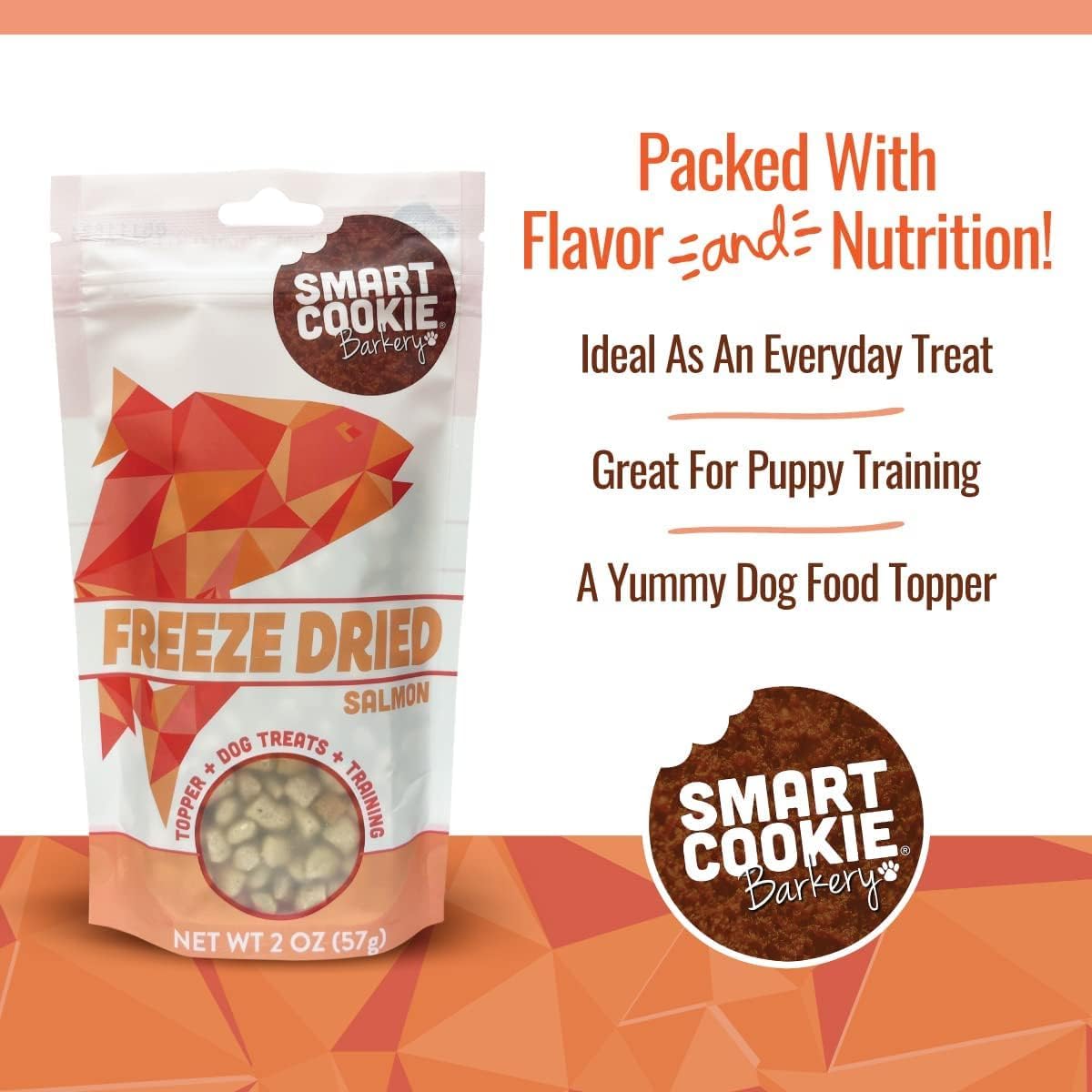 Smart Cookie Bocaditos de salmón liofilizado  Golosinas de salmón liofilizado de un solo ingrediente para perros  Golosinas de entrenamiento de