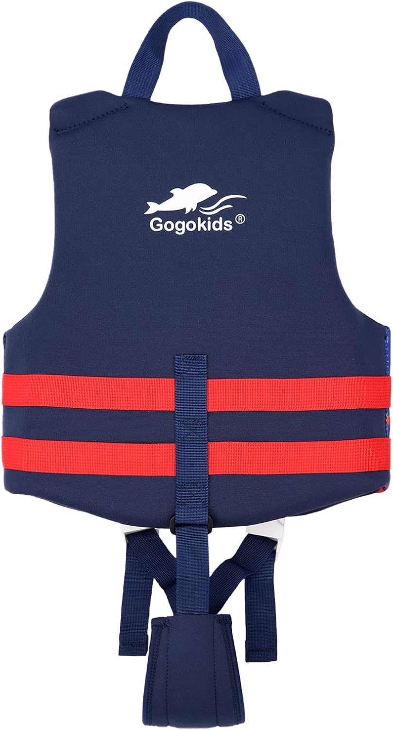Gogokids Chaleco de natación para niños, flotadores para niños pequeños, para aprender a nadar, chaqueta flotante con correa de seguridad ajustable,
