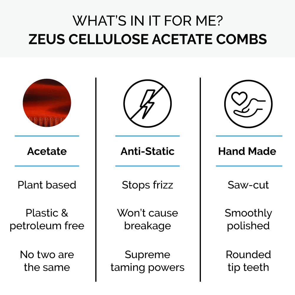 ZEUS Peine de barba 2 en 1 hecho a mano con corte sierra, peine para bigote y barba de 7.5 pulgadas (concha de tortuga) C12