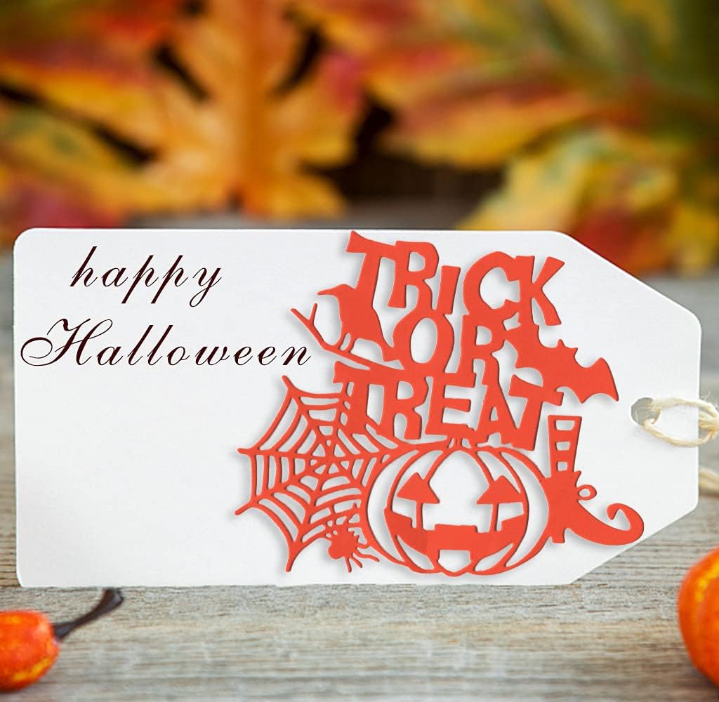 Juego de troqueles de corte de Halloween, diseño de calabaza, truco o trato, tela de araña, murciélago, plantilla de plantillas de metal troqueladas