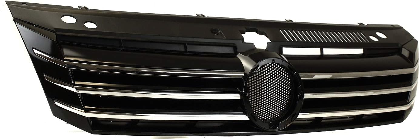 Evan Fischer Conjunto de rejilla compatible con Volkswagen Passat 2012-2015 pintado negro carcasa e inserto