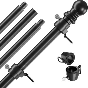 FFILY Mástiles de bandera de 5 pies para banderas de 3 x 5 para exteriores, mástil de bandera para exteriores con anillos de asta de bandera sin FFILY Mástiles de bandera de 5 pies para banderas de 3 x 5 para exteriores, mástil de bandera para exteriores con anillos de asta de bandera sin