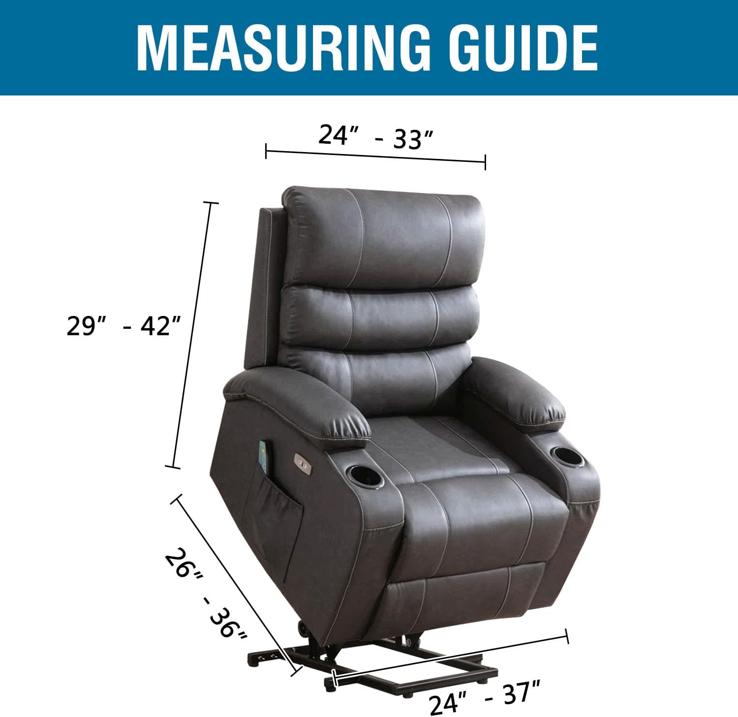 H.VERSAILTEX Funda elástica para sillón reclinable, funda para silla reclinable de elevación eléctrica, ajustable estándar, grande, con bolsillo