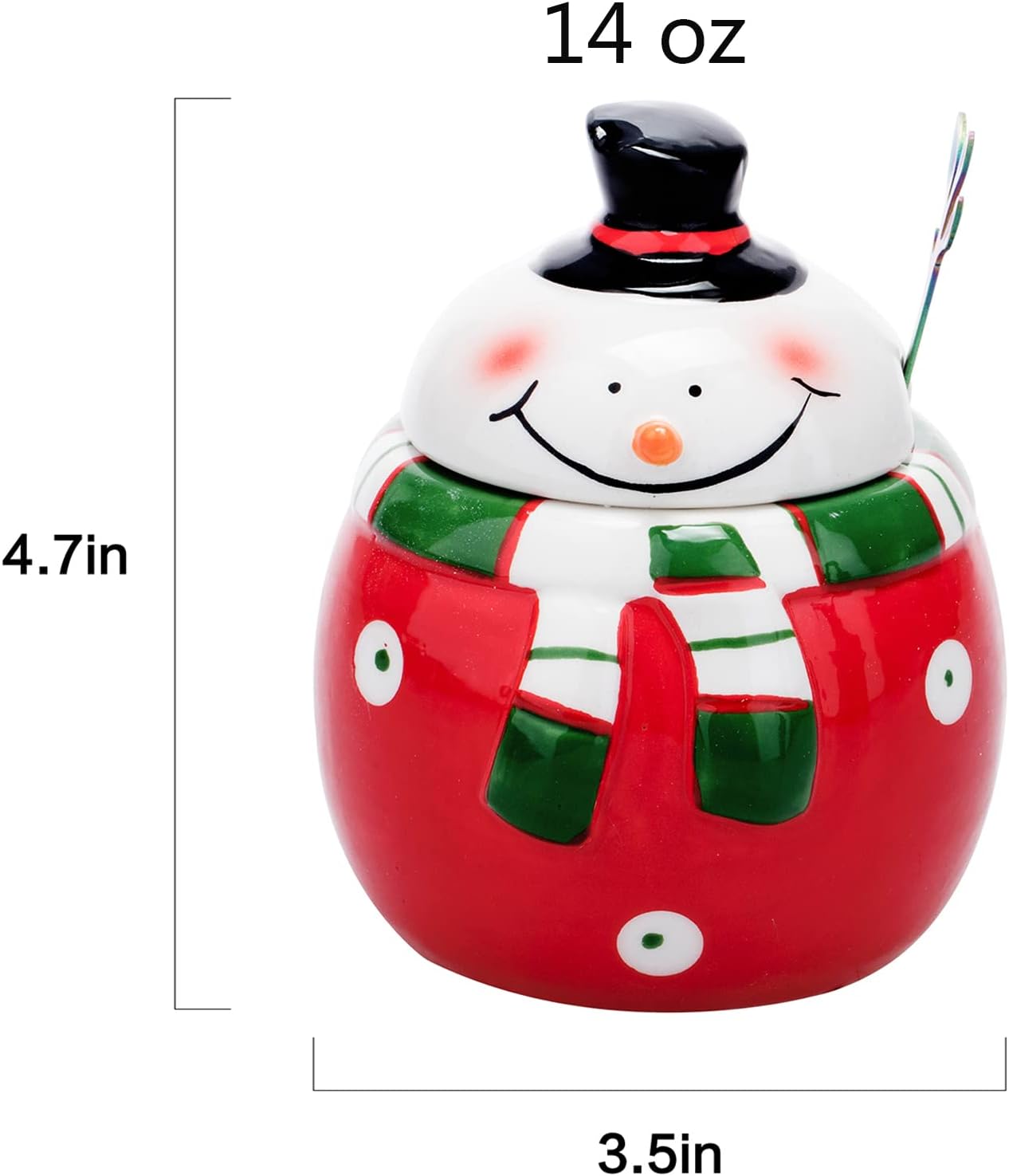 Azucarero de cerámica con tapa y cuchara, elegante recipiente para azúcar con bonito diseño de muñeco de nieve navideño, decoraciones navideñas,