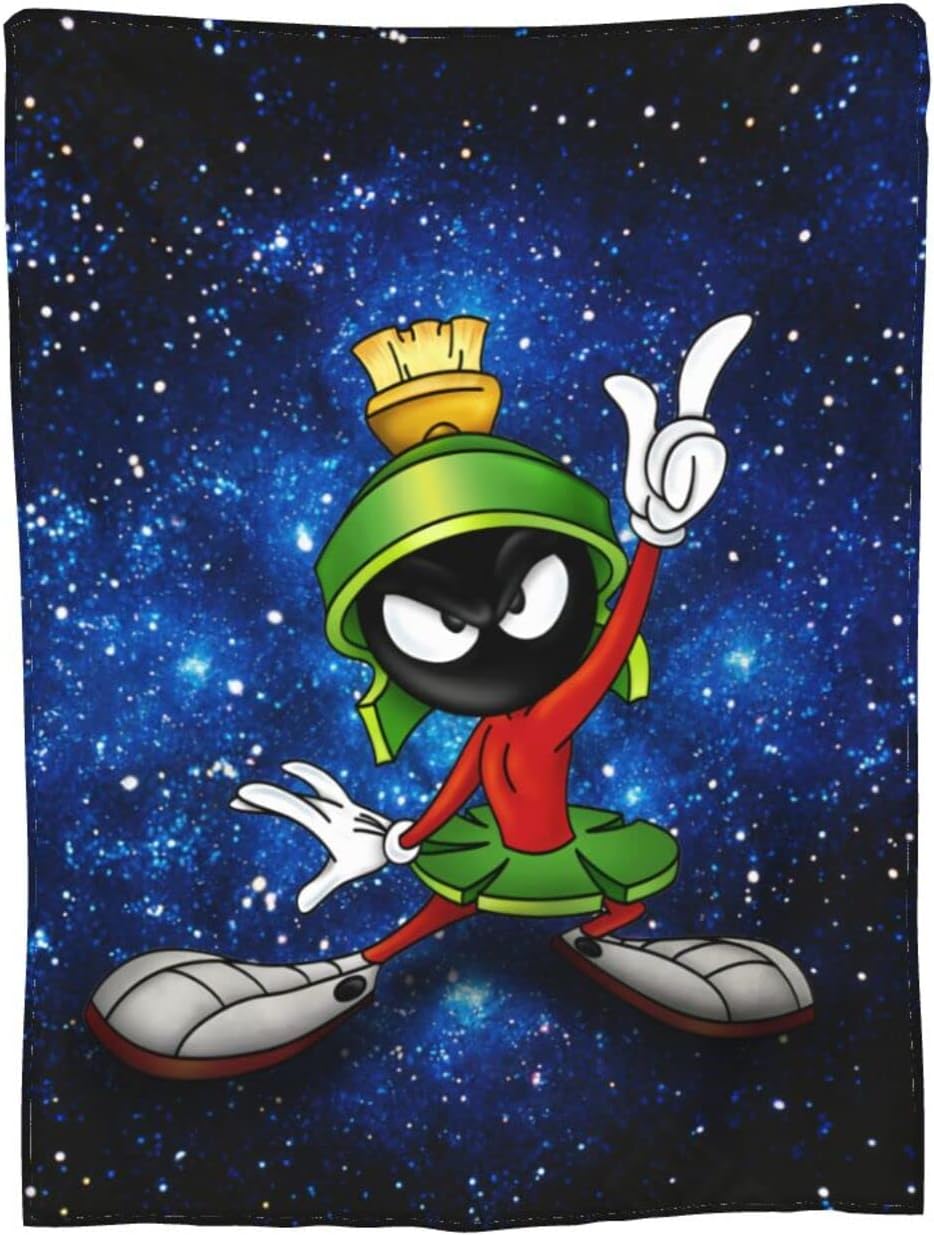 ma-rvin – Manta de franela de dibujos animados ma-rtian suave, acogedora y ligera para ropa de cama del hogar, 80 x 60 pulgadas