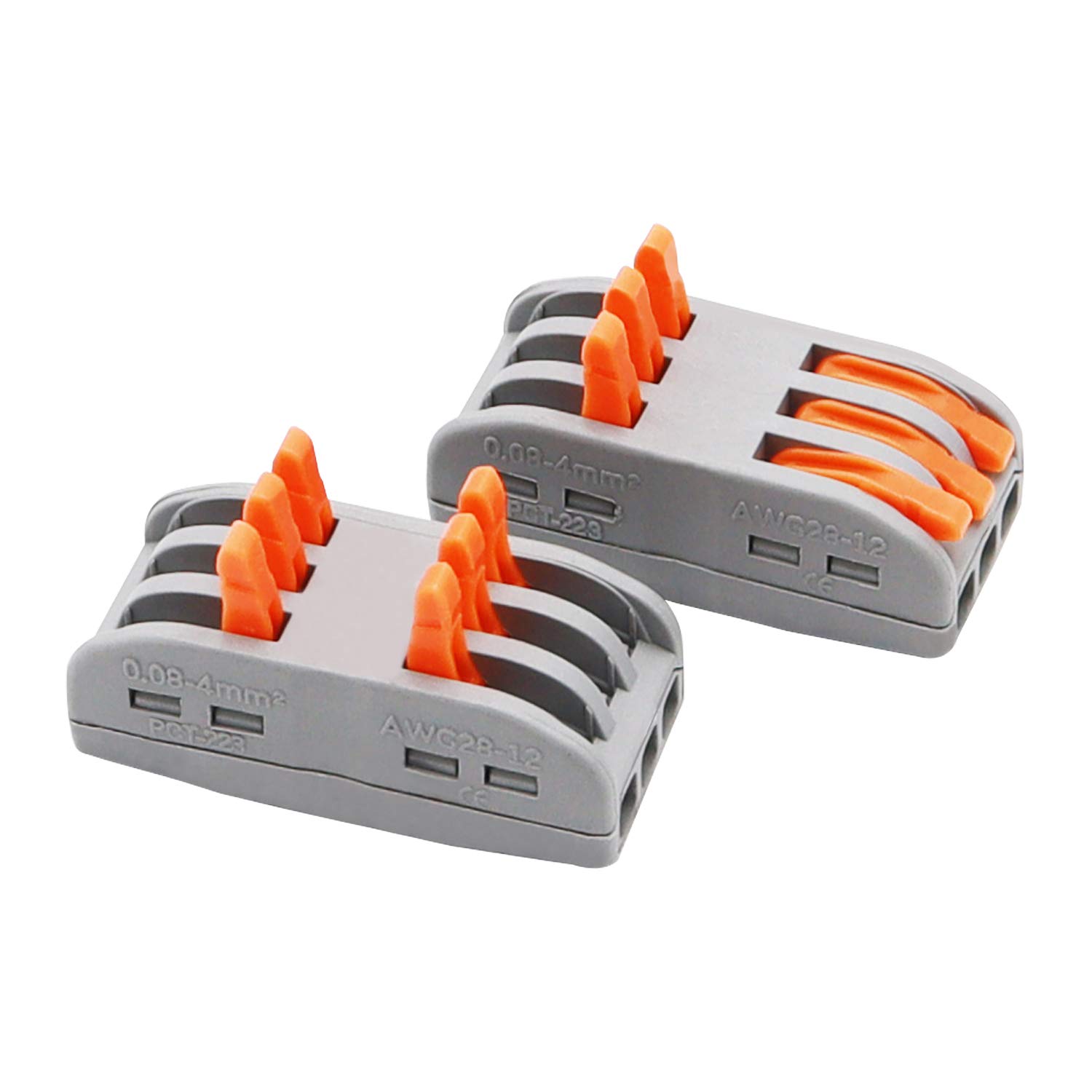 smseace 10 piezas de 3 puertos de palanca bidireccional conductor de alambre conectores compactos bloque de terminales rápido 28-12 AWG