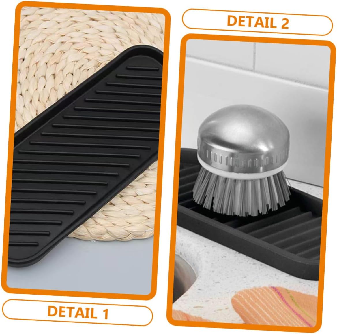 HOMSFOU Estera de silicona 2 uds. Cubiertos de silicona para mostrador de silicona Alfombrilla de secado de platos Bandeja de artículos de tocador