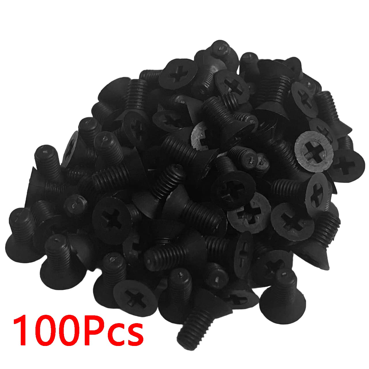 NACX Tornillos Phillips de cabeza plana de nailon M5 x 0.394 in Tornillos de máquina avellanados negros, 100 unidades