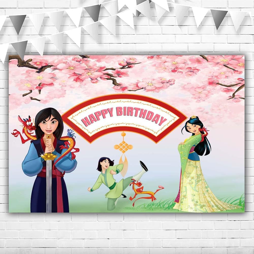 Mulan – Pancarta de vinilo con texto en inglés “Wild One” para sesión de fotos de 5 x 3 pies, fondo rosa para niña de 1er cumpleaños, decoración de