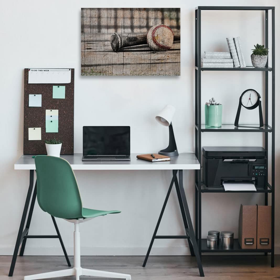 Arte de pared para habitación de niños, póster deportivo de béisbol, arte abstracto, pintura al óleo, cuadro rústico, decoración de pared de baño,