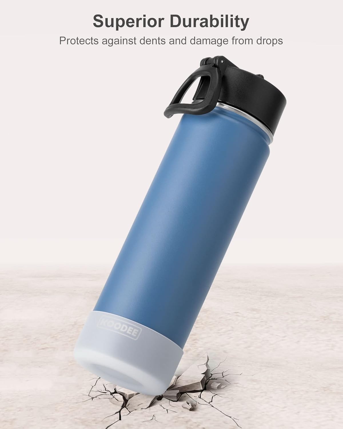 koodee Paquete de 2 botellas de agua de 22 onzas de acero inoxidable de doble pared aislada al vacío con pajilla, reutilizable, sin BPA (rojo cañón