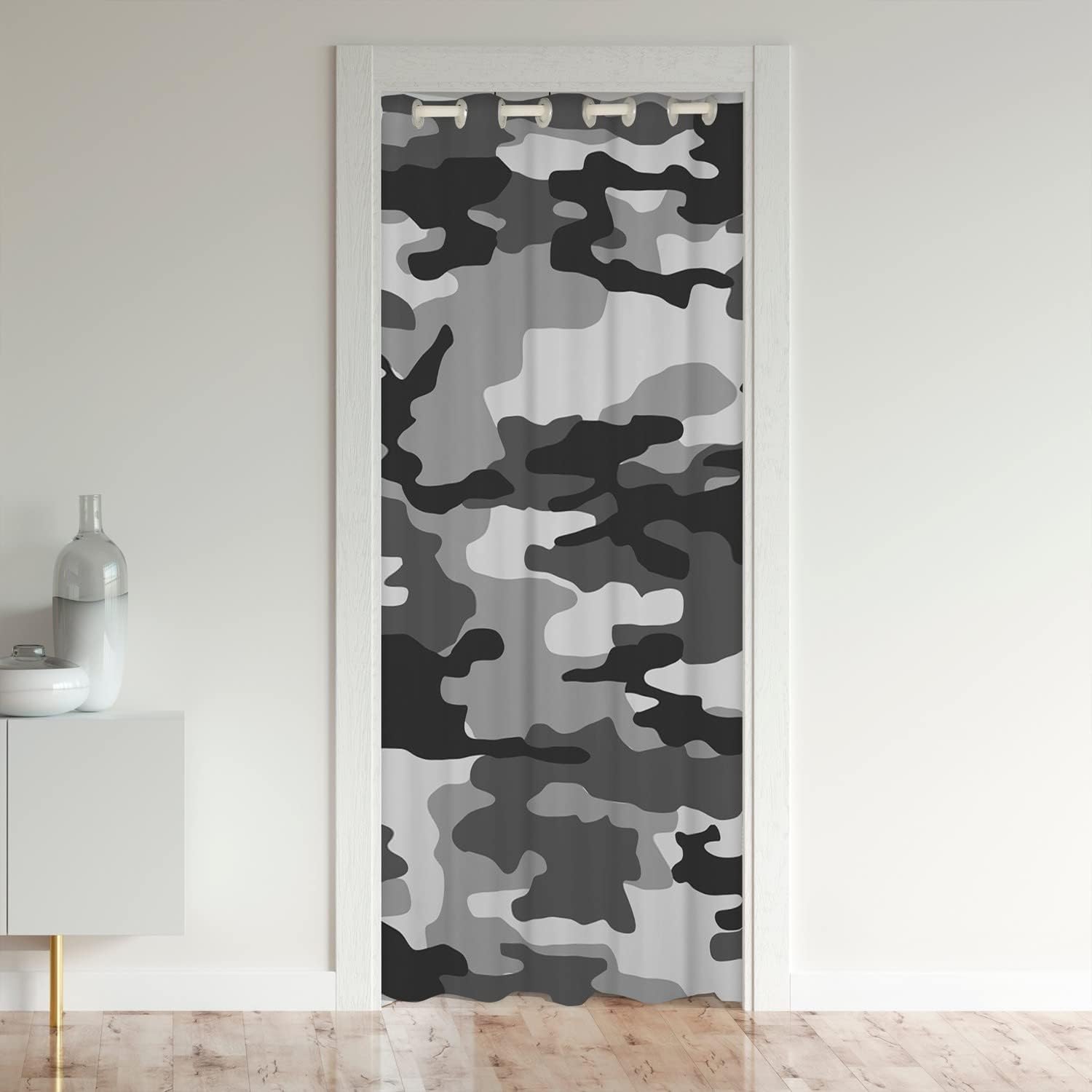 jejeloiu Cortina de puerta de camuflaje para puerta, privacidad de 34 x 80 pulgadas, cortina de camuflaje para puerta de armario, cortina de estilo