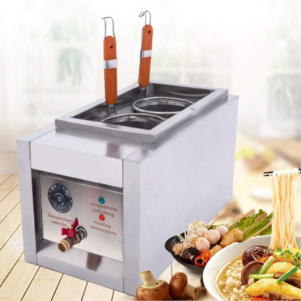 LYNICESHOP Olla de pasta, máquina de cocción de fideos comercial, 2000 W, cocina eléctrica de pasta con cestas, cocina eléctrica para pasta, horno