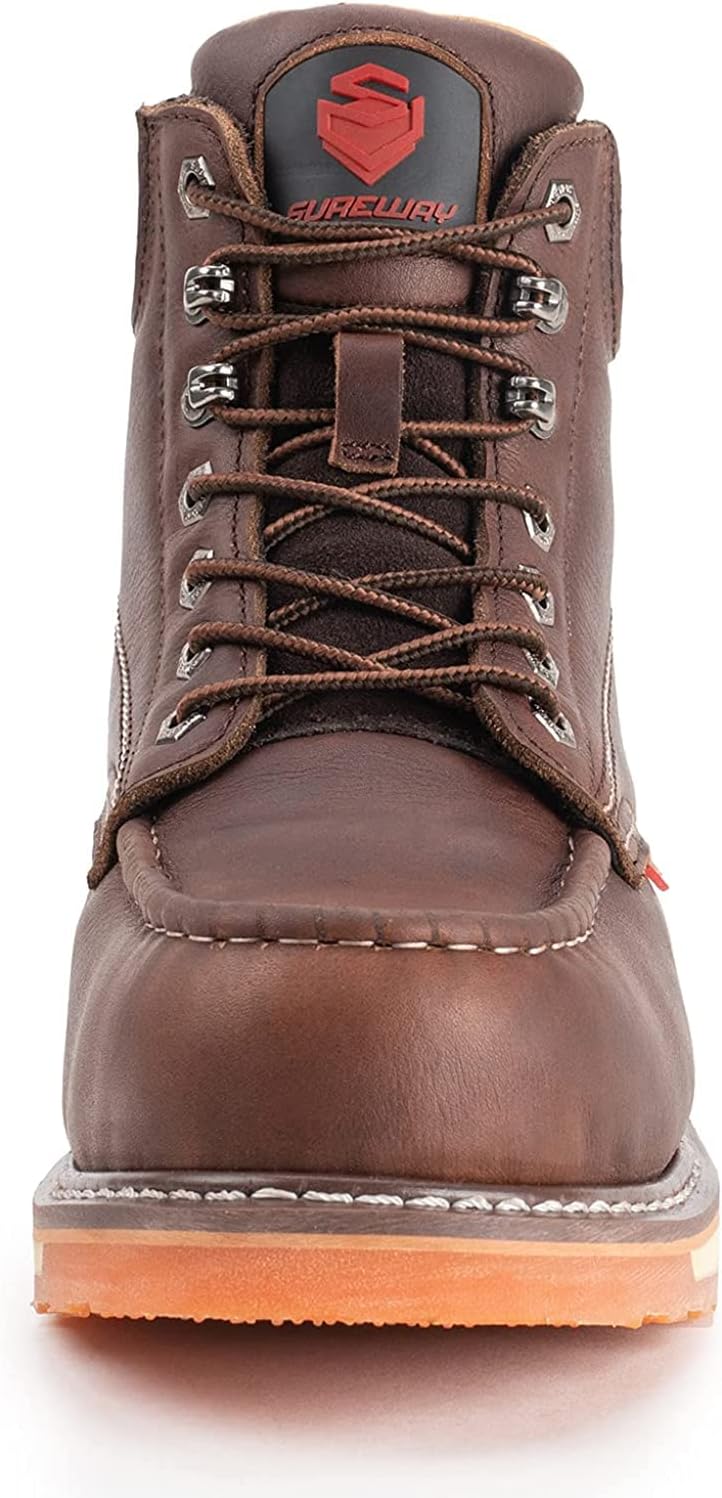 SUREWAY Botas de trabajo para hombre de 6 pulgadas de acero resistente, compuestopunta suave, extremadamente cómodas, duraderas, probadas,