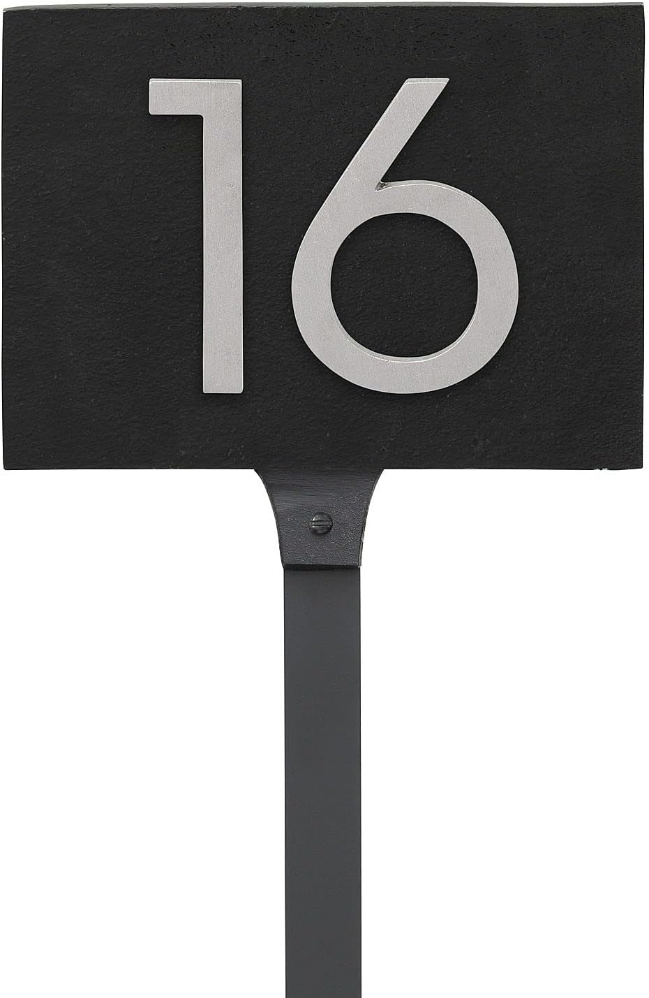 Placa de dirección horizontal flotante moderna de 4 pulgadas con estaca de césped, letrero de dirección montado, letrero de números de casa,