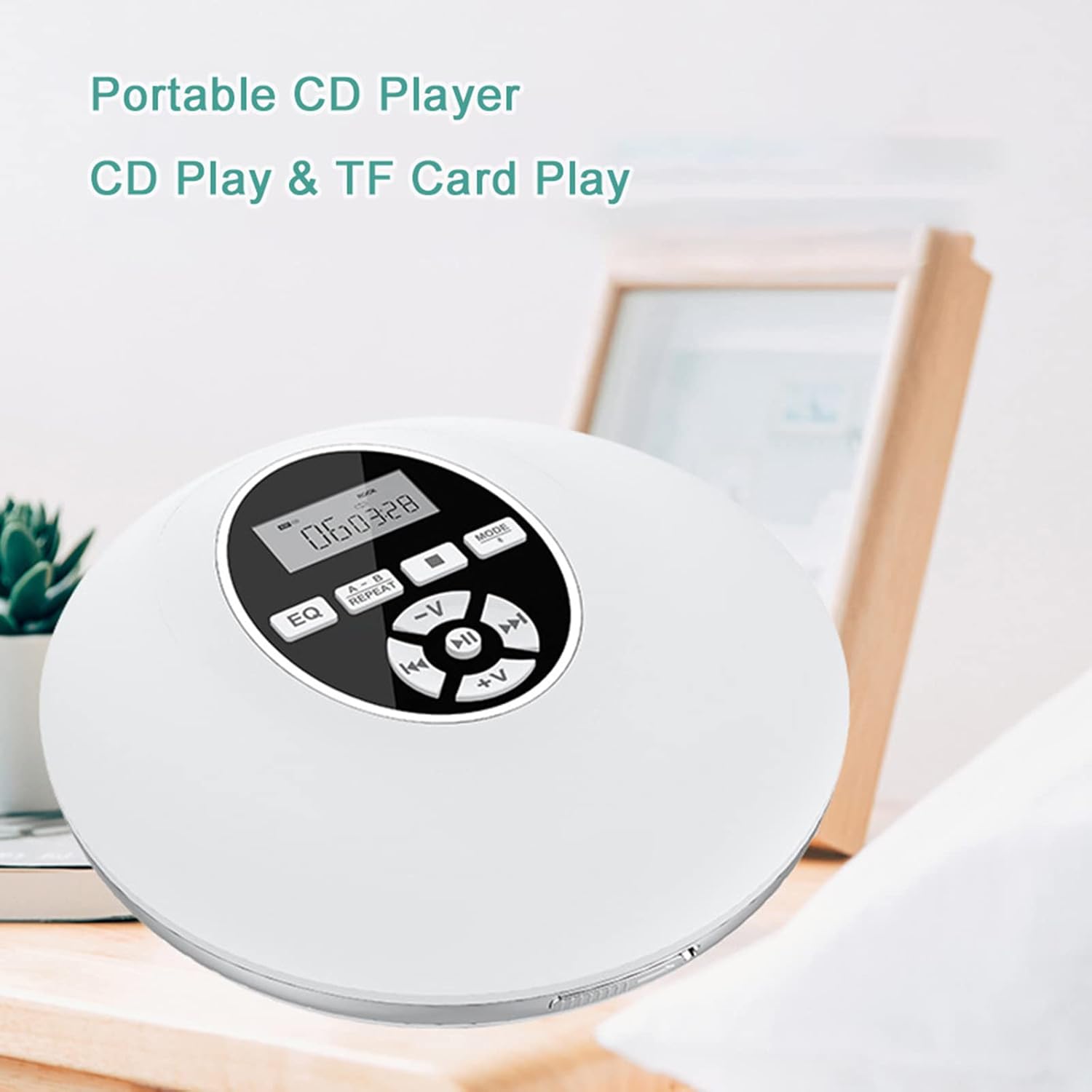 Reproductor de CD portátil, reproductor de música de alta fidelidad para auriculares, tarjeta TF de cable AUX, para viajes en casa y automóvil,