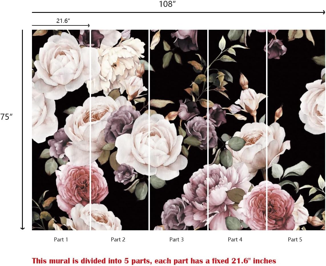 Papel tapiz vintage 3D pintado a mano con rosas blancas y negras, papel tapiz floral, póster de pared para sala de estar, dormitorio, habitación de