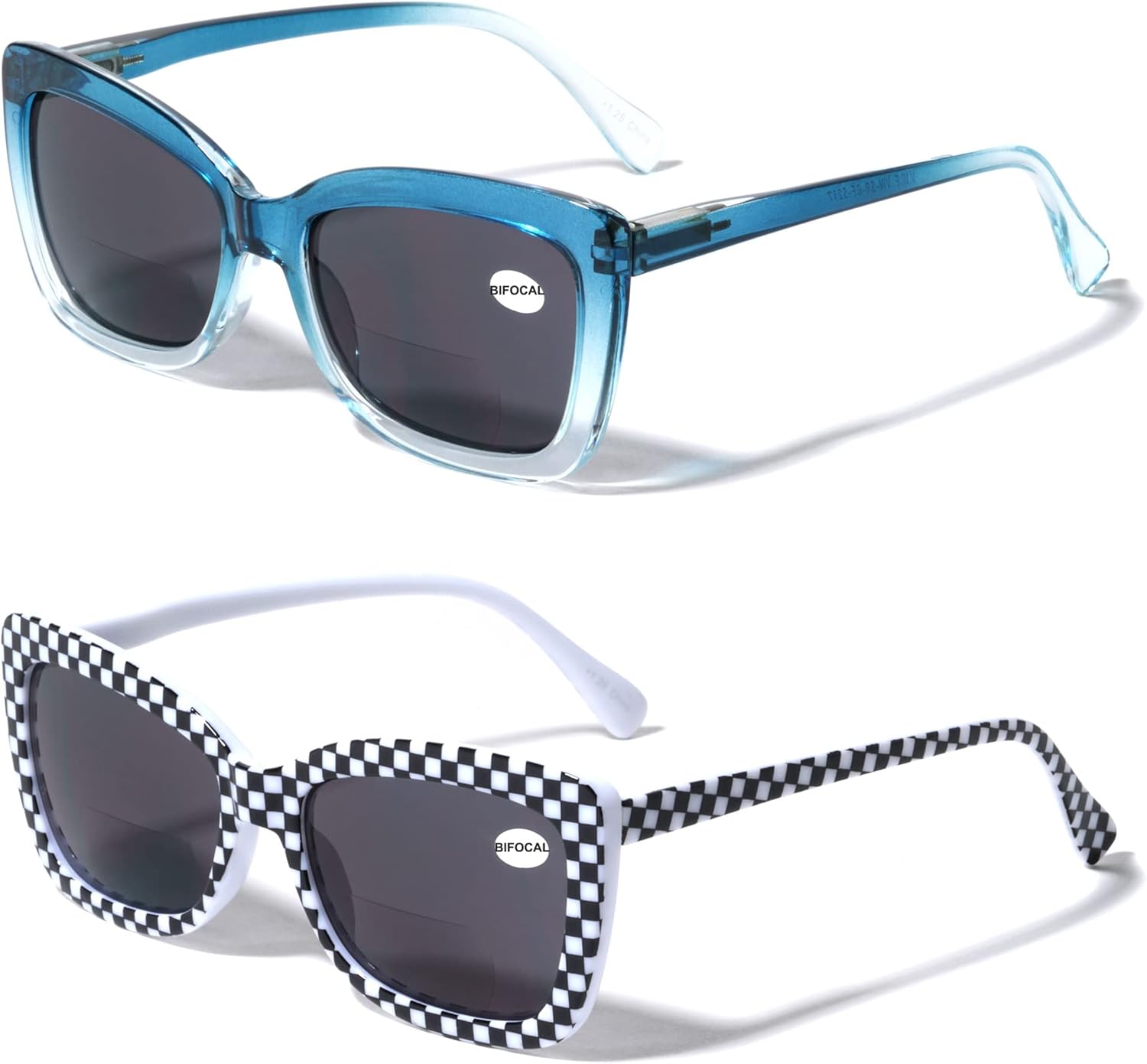 V.W.E. BIFOCAL – 2 pares de lentes grandes para mujer, lentes de sol de lectura de mariposa, divertidas gafas de gato para exteriores