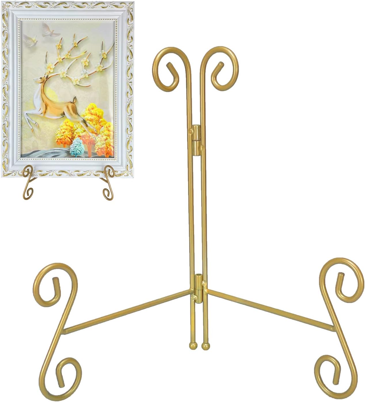 Soporte de placa de exhibición dorado de 12 pulgadas, soportes de placa de hierro plegables para exhibición, caballete de exhibición plegable para