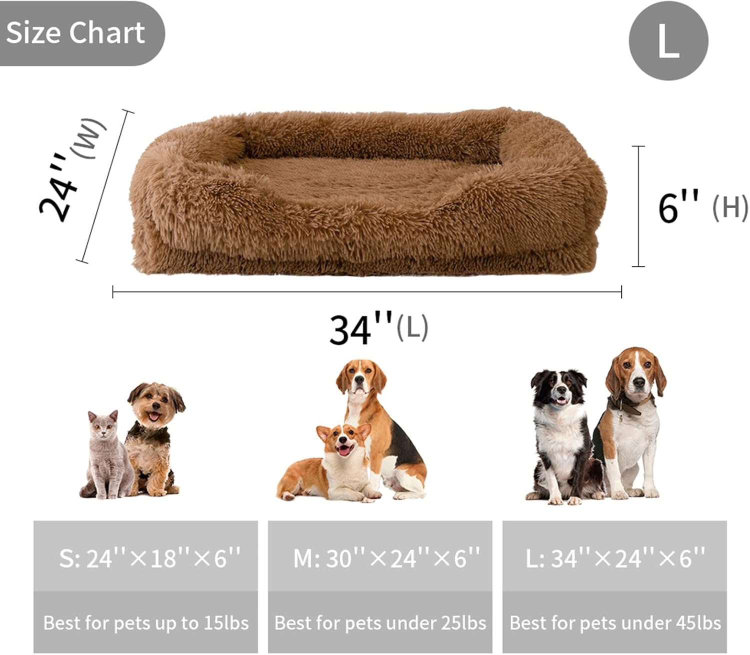 Camas para perros grandes, cama grande de felpa esponjosa para perro, cama de gato, almohadilla lavable para jaula para perros, cama para mascotas