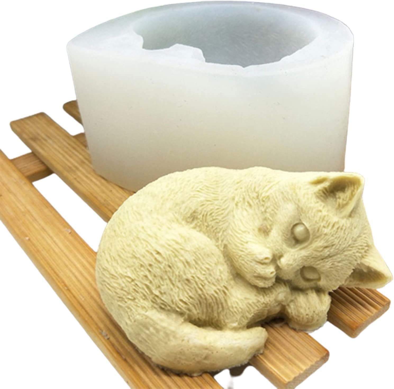 Gato durmiendo silicona jabón vela molde Fondant chocolate caramelo pastel decoración hornear pastelería herramientas resina polímero arcilla molde