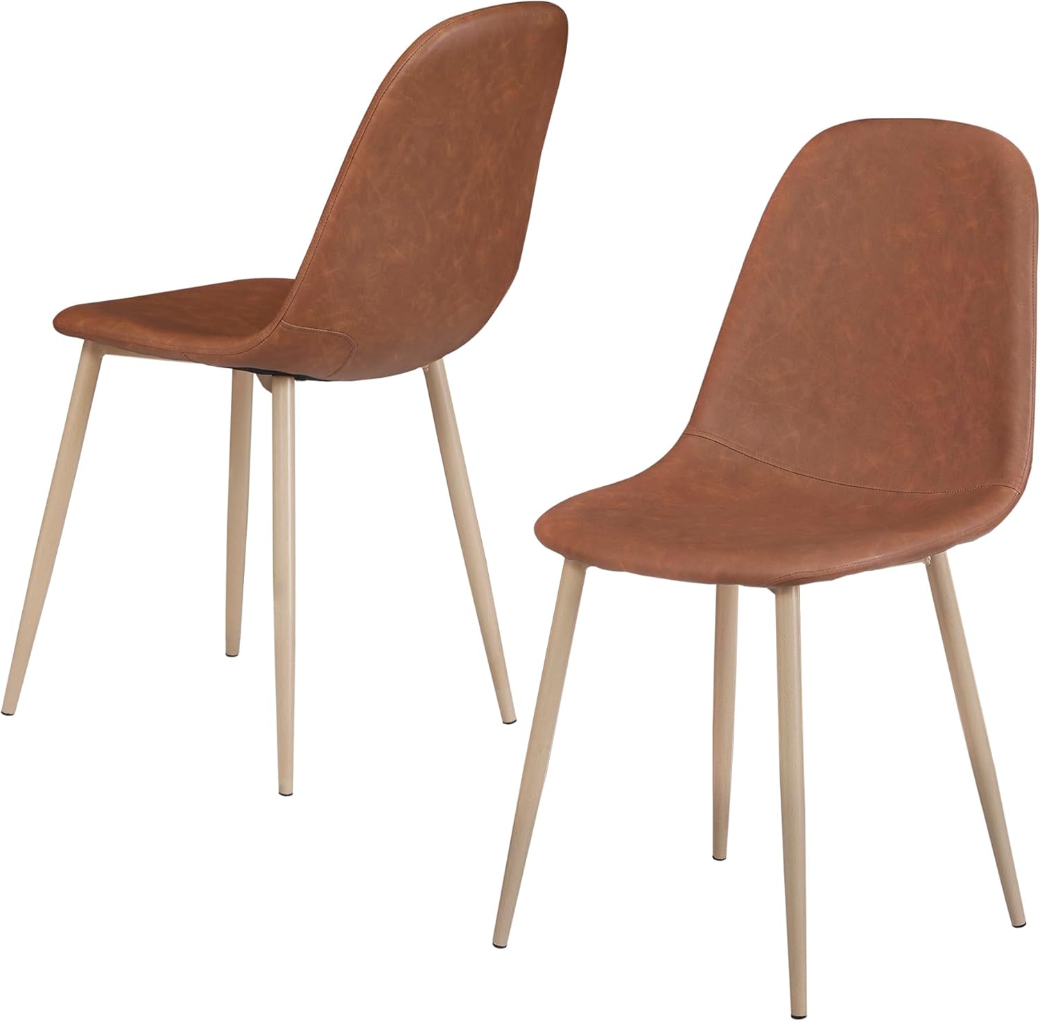 ZENY Juego de 4 sillas de comedor, sillas de comedor modernas de mediados de siglo, sillas acolchadas de piel sintética con patas de metal, sillas