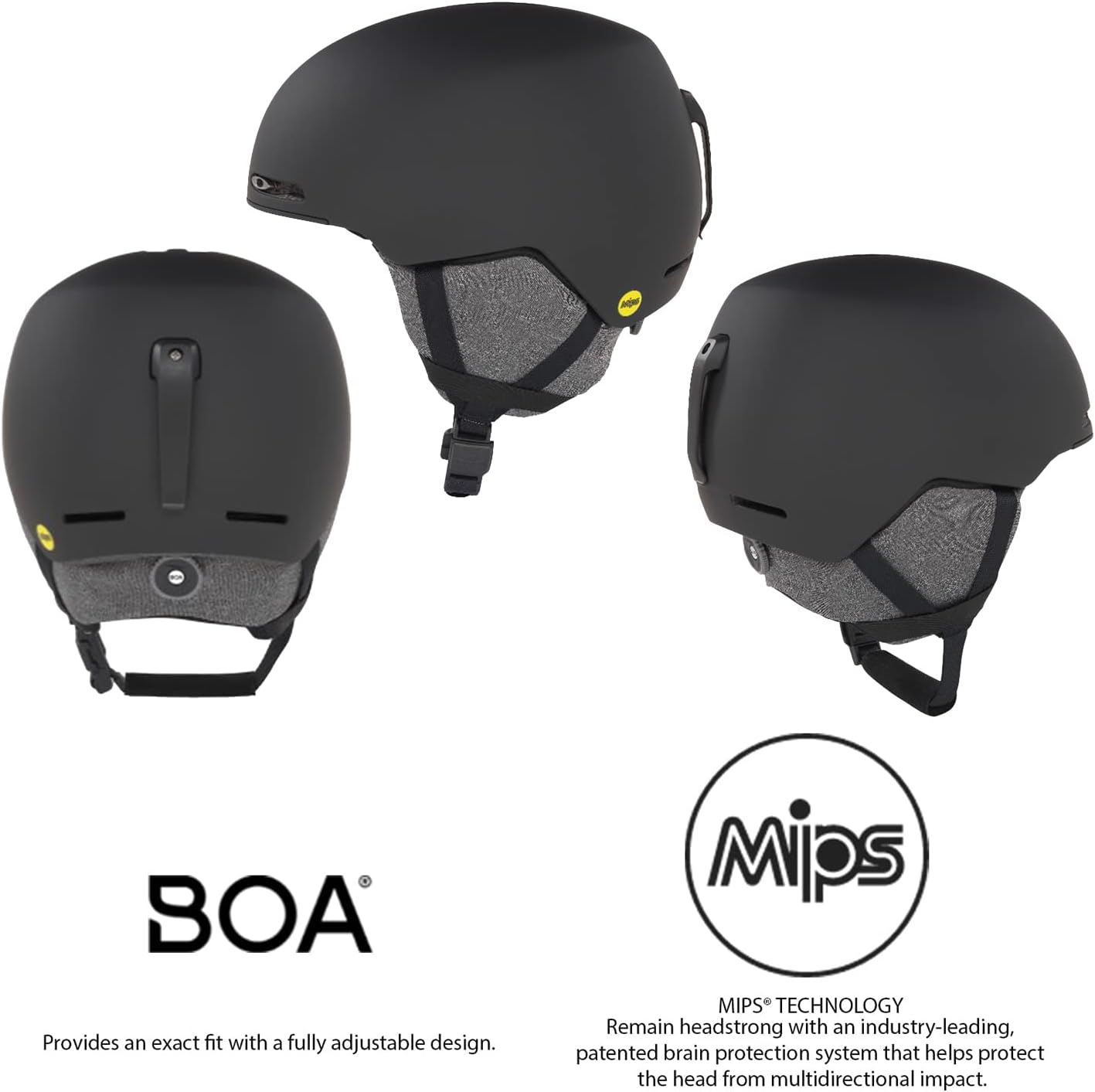 Oakley MOD1 MIPS – Casco de esquí y snowboard para hombres y mujeres + paquete con botella de agua plegable iWear de diseñador con mosquetón