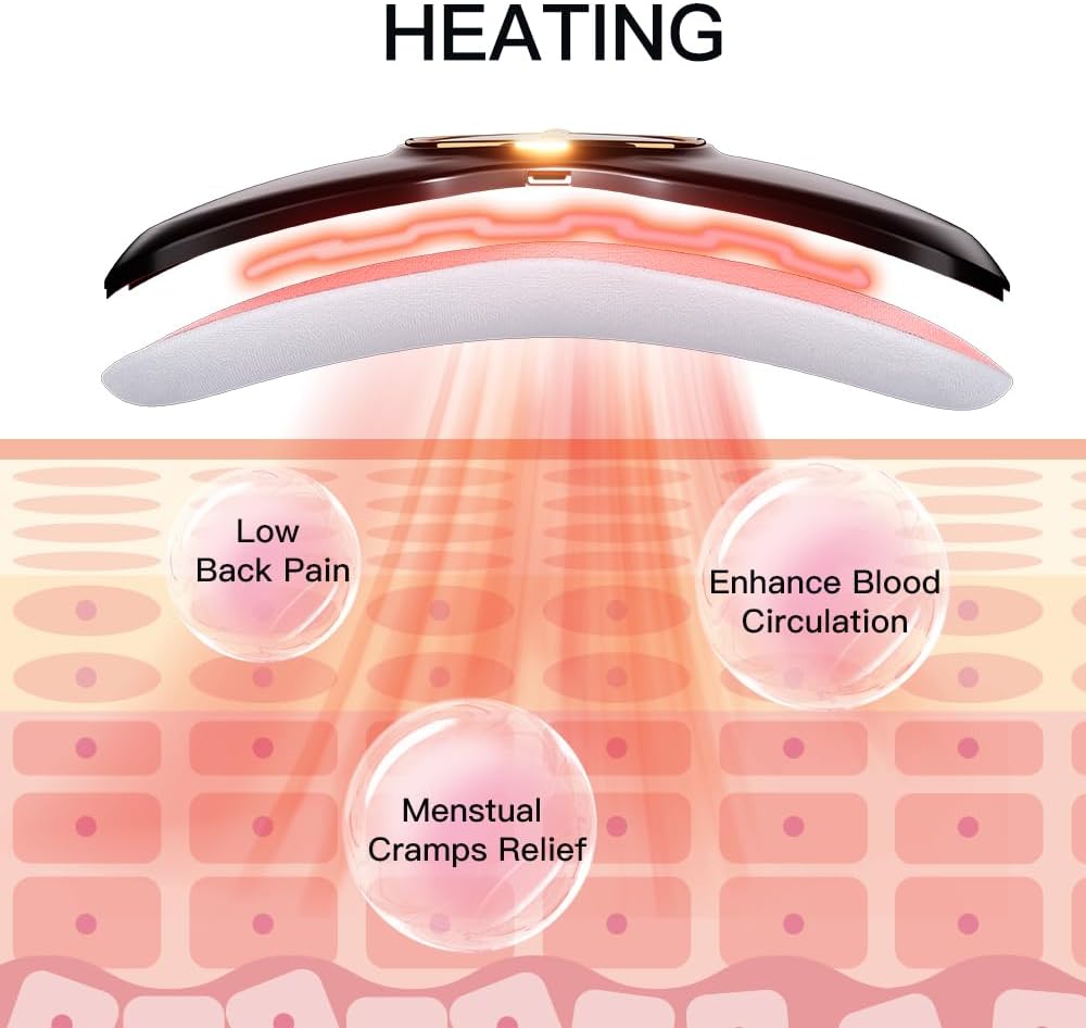 Almohadilla térmica portátil inalámbrica, almohadillas de calentamiento rápido para calambres en el vientre con 3 niveles de calor y 3 modos de
