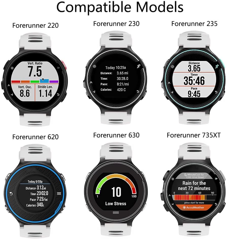 ISABAKE Correa de reloj de repuesto para Garmin Forerunner 735XTApproach S20 S5 S6 Correa de silicona suave con hebilla de metal compatible con