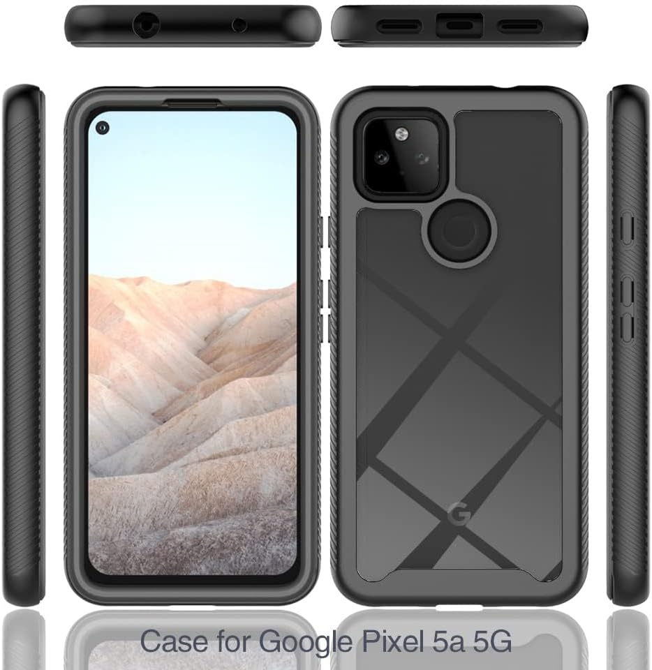 Asuwish Funda para teléfono para Google Pixel 5a 5G con protector de pantalla de vidrio templado y soporte delgado, híbrida, resistente, funda