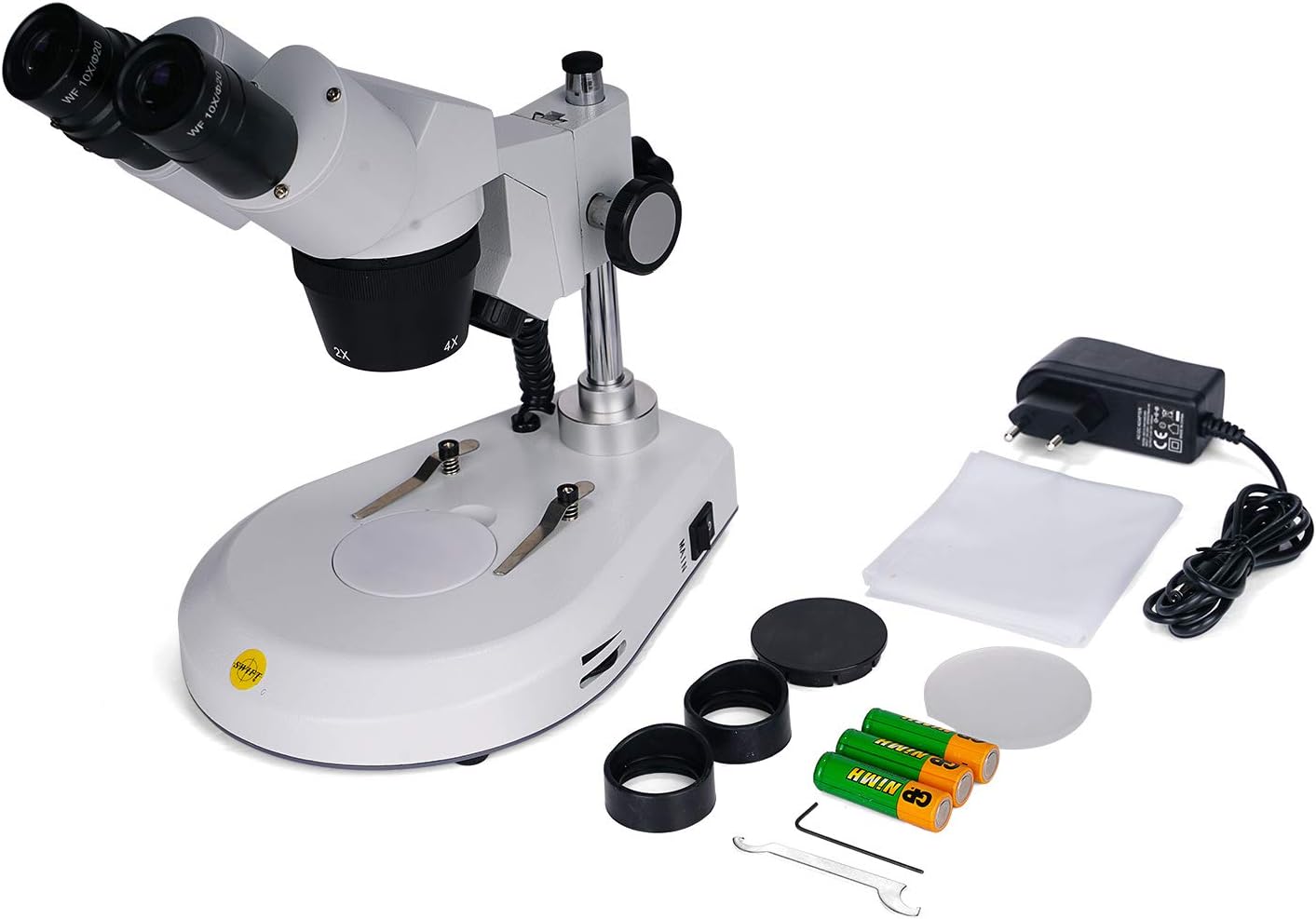 Swift S306S-20-2L 20X40X80X Ampliación delantera montada 360 microscopio estéreo binocular giratorio, oculares de campo ancho 10X y 20X, iluminación