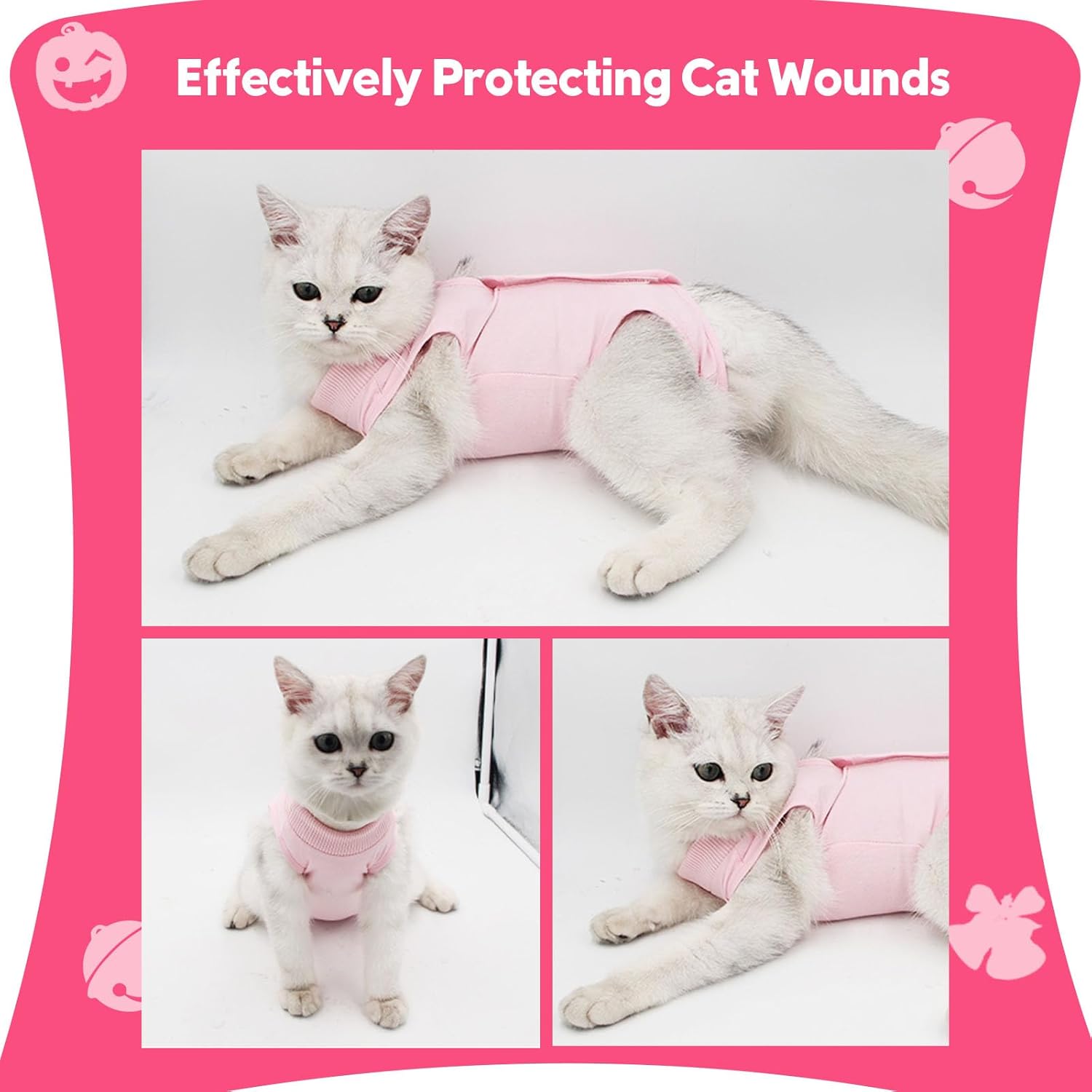 Traje de recuperación para gatos para heridas abdominales, enfermedades de la piel, mameluco de gato para gatos después de la cirugía, traje de