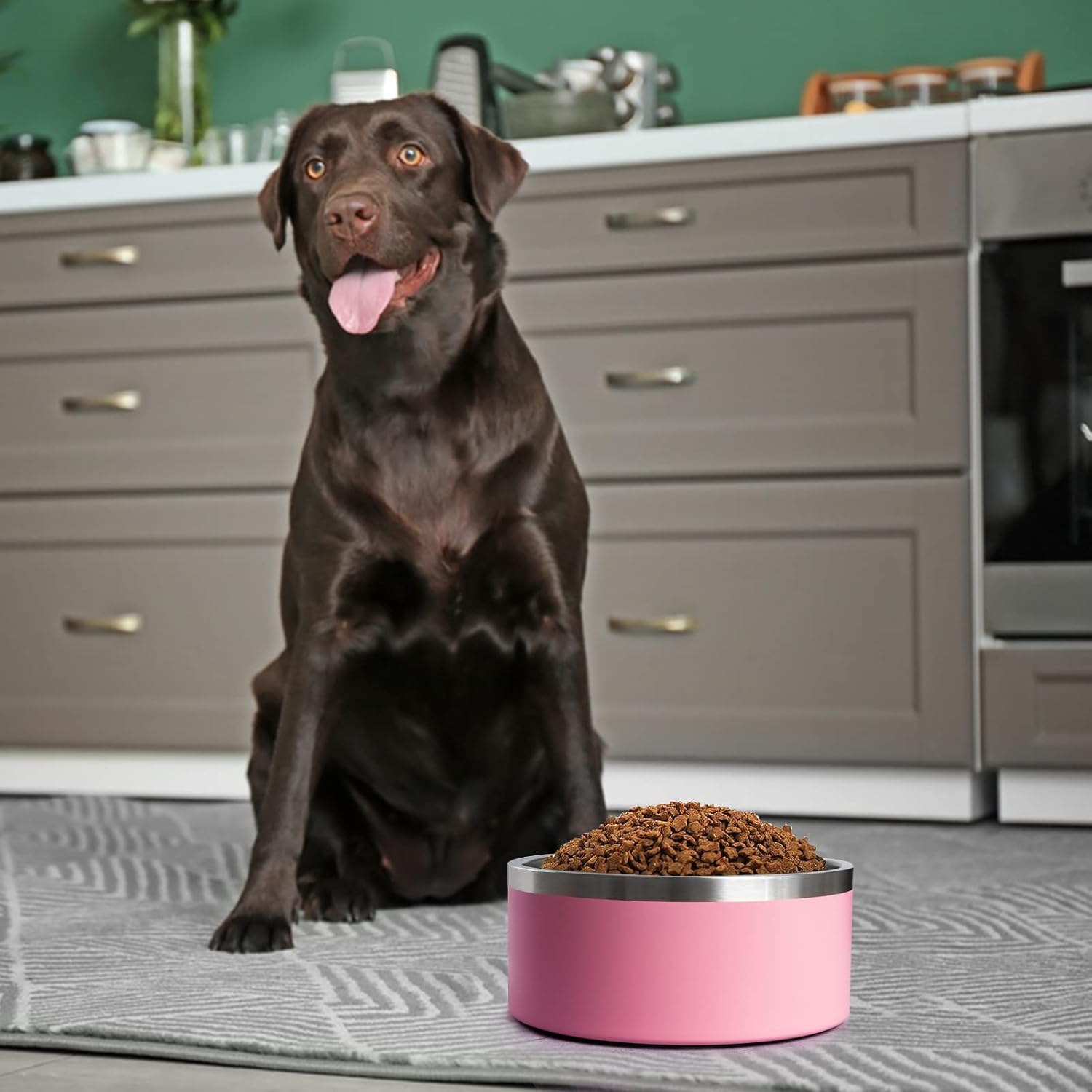 Cuencos de acero inoxidable para perros grandes, cuencos metálicos antideslizantes para agua y alimentos, cuencos de agua fría para perros