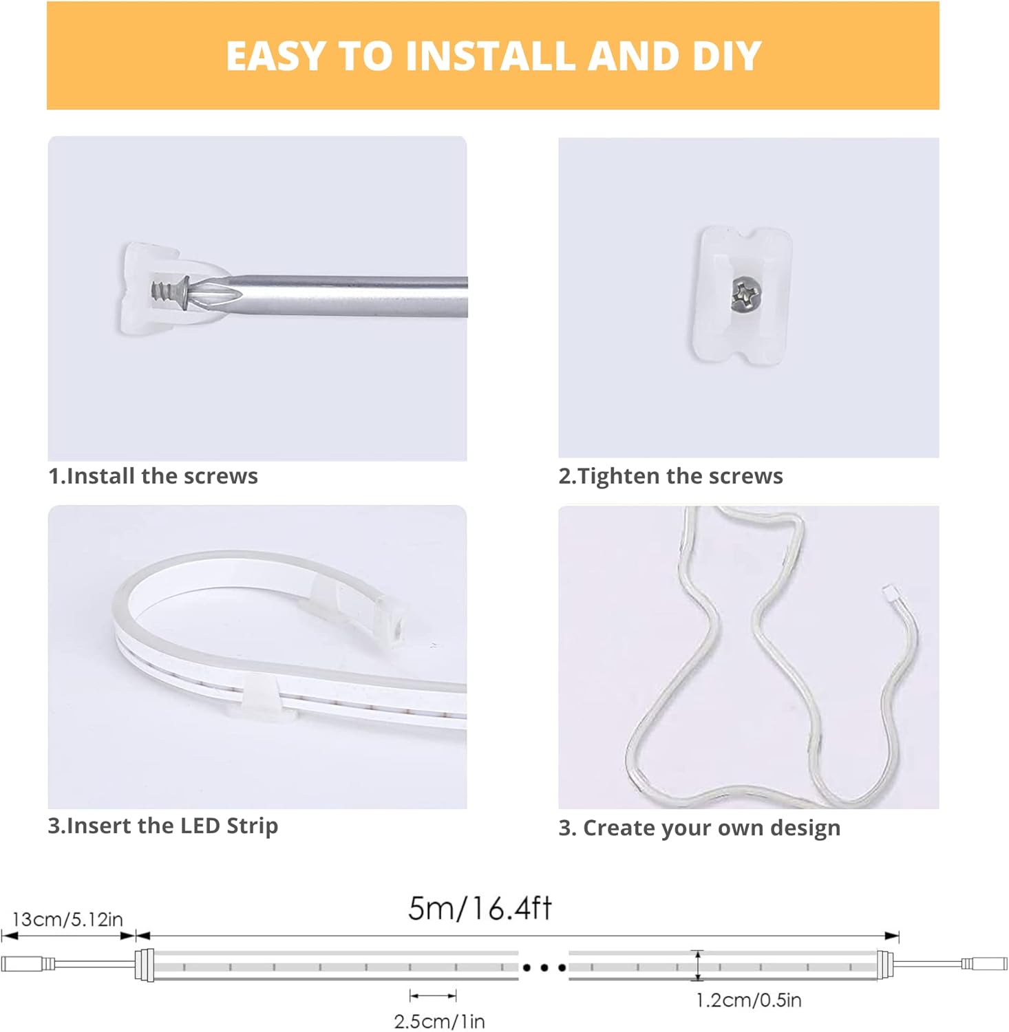 NUOVA GERMANY Tira de luz LED de neón de 16.4 pies, 12 V, cortable y flexible, decoración de fiesta de silicona e iluminación de estado de ánimo