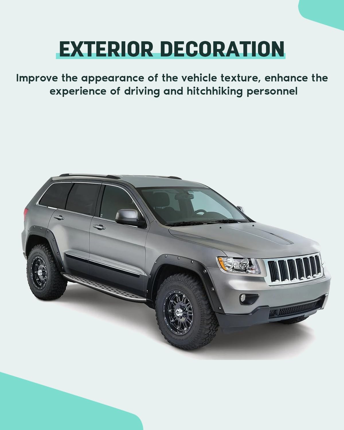 SCITOO Estribos aptos para Crew Cab 2011-2021 para Jeep Grand Cherokee de plástico+aleación de aluminio+rieles de hierro, deslizadores de roca