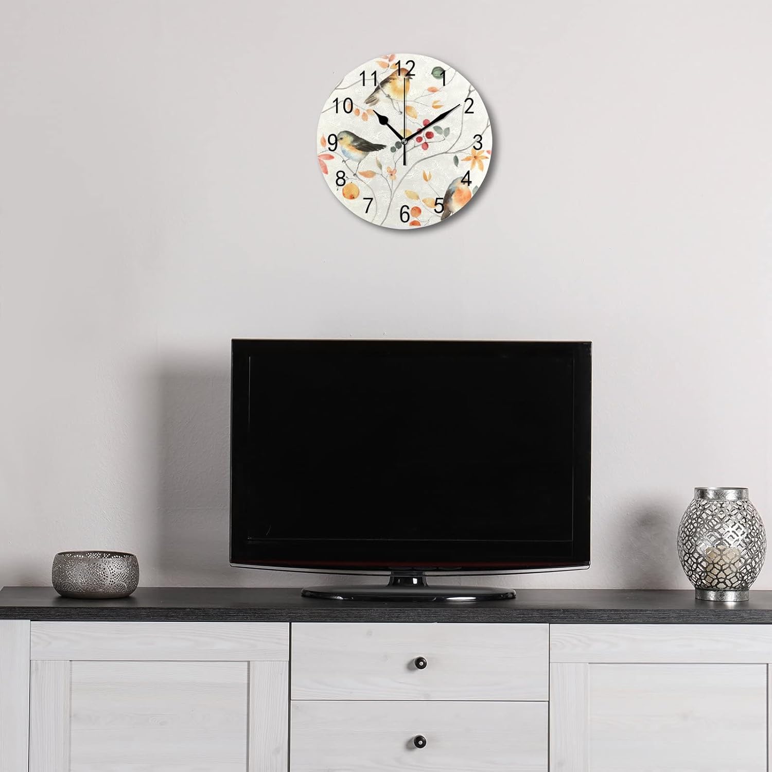 Reloj de pared silencioso sin tictac, funciona con pilas, reloj moderno decorativo para dormitorio, sala de estar, baño, cocina, reloj redondo (9.8