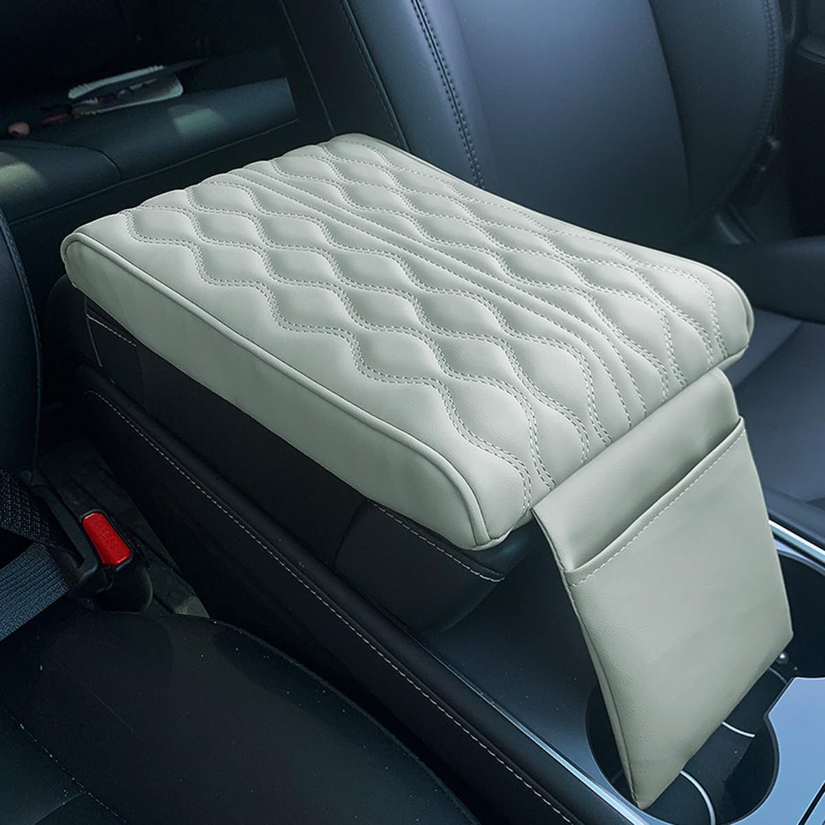 Funda para reposabrazos de automóvil, de piel, espuma viscoelástica, para reposabrazos de automóvil, funda de altura para consola central, cojín