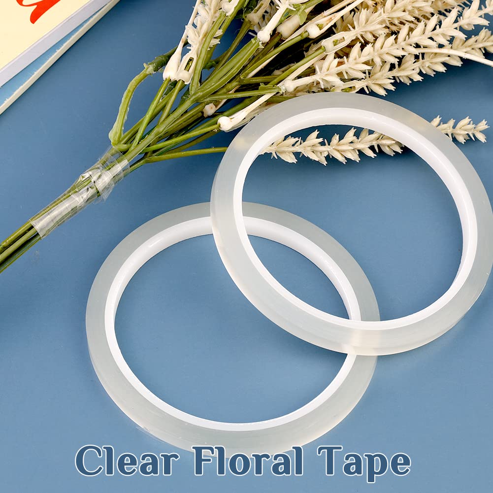 Cinta floral transparente 2 rollos de 14 de pulgada, cinta transparente impermeable para floristería, suministros de arreglos florales, cinta de