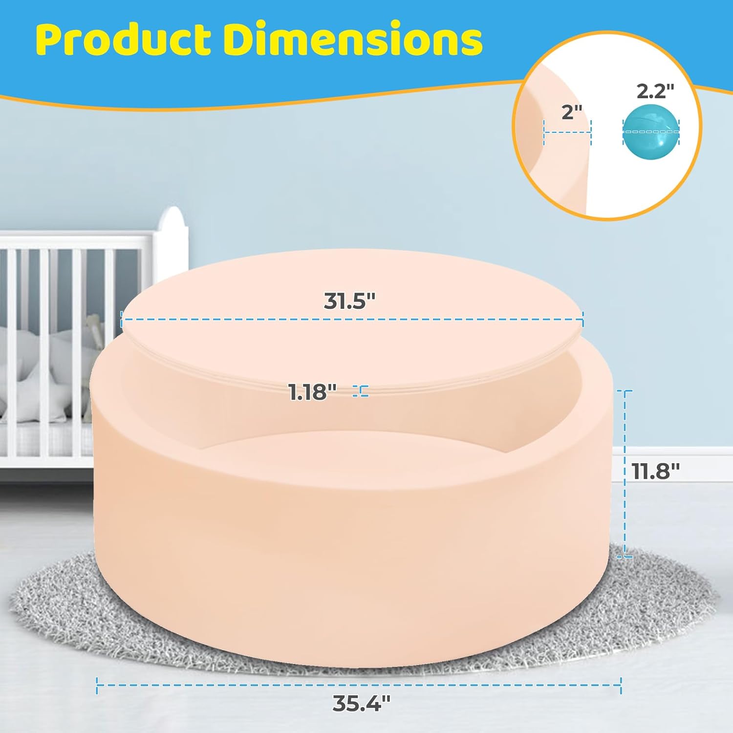 Pelotas redondas suaves de espuma viscoelástica no incluidas, corralito para interiores y exteriores, para bebés y niños pequeños, para niñas y