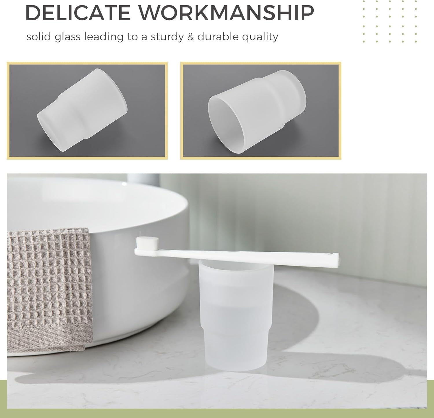 Vaso de vidrio, vaso de enjuague de baño esmerilado, vaso de repuesto para soporte de cepillo de dientes Aomasi