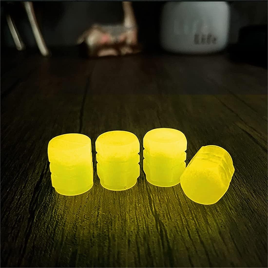 8 tapas de válvula de neumático que brillan en la oscuridad, cubiertas fluorescentes de núcleo de válvula de automóvil, accesorios de decoración de
