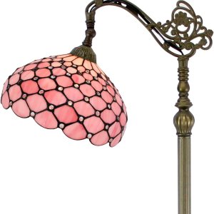 WERFACTORY Tiffany – Lámpara de pie con cuentas de perlas de color rosa, 12 x 18 x 64 pulgadas, cuello de cisne ajustable, luz de lectura para WERFACTORY Tiffany – Lámpara de pie con cuentas de perlas de color rosa, 12 x 18 x 64 pulgadas, cuello de cisne ajustable, luz de lectura para