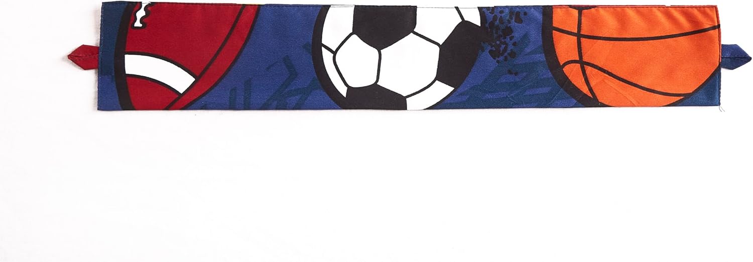 Chezmoi Collection Juego de 4 cortinas para ventana de pelotas deportivas para niñosadolescentes, azul marino, gris, naranja, blanco, estampado,