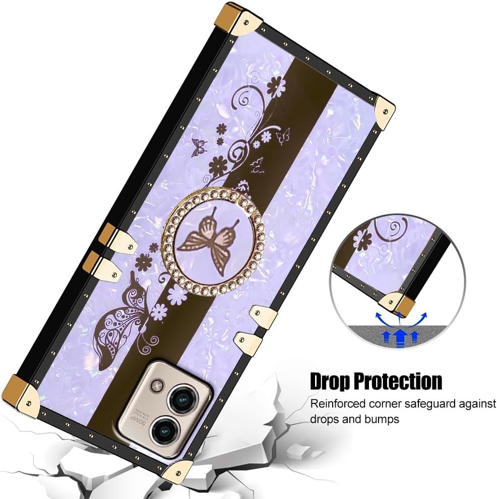 B-wishy Funda protectora para Moto G Stylus 5G 2023 para mujer, con purpurina, cristal, mariposa, corazón, floral, delgada, de lujo, con función
