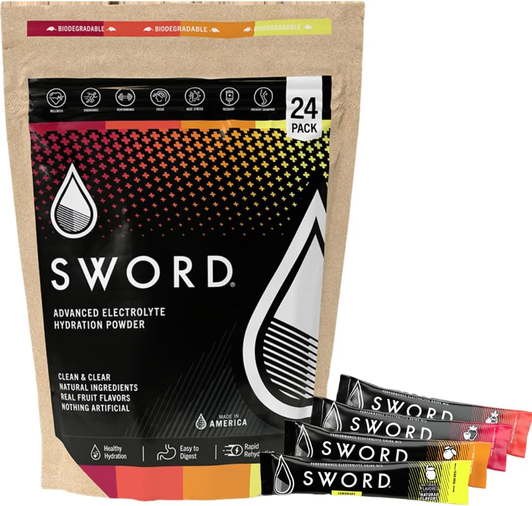 Sword All-Natural Premium Advanced – Paquetes de polvo de hidratación con electrolitos, reposición rápida, mezcla de bebida de recuperación, nada