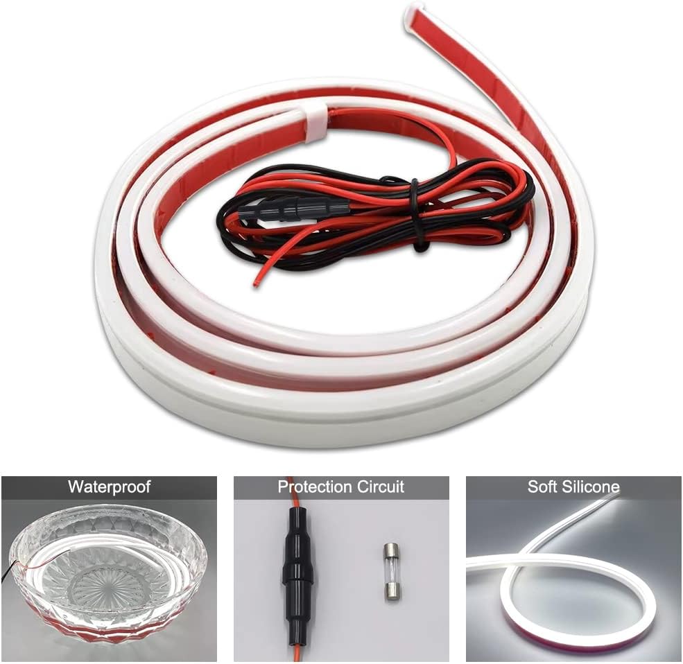 Tira de luces LED para capó de automóvil de 79 pulgadas, tira de luces LED flexible para exteriores de automóvil, impermeable, decoración de