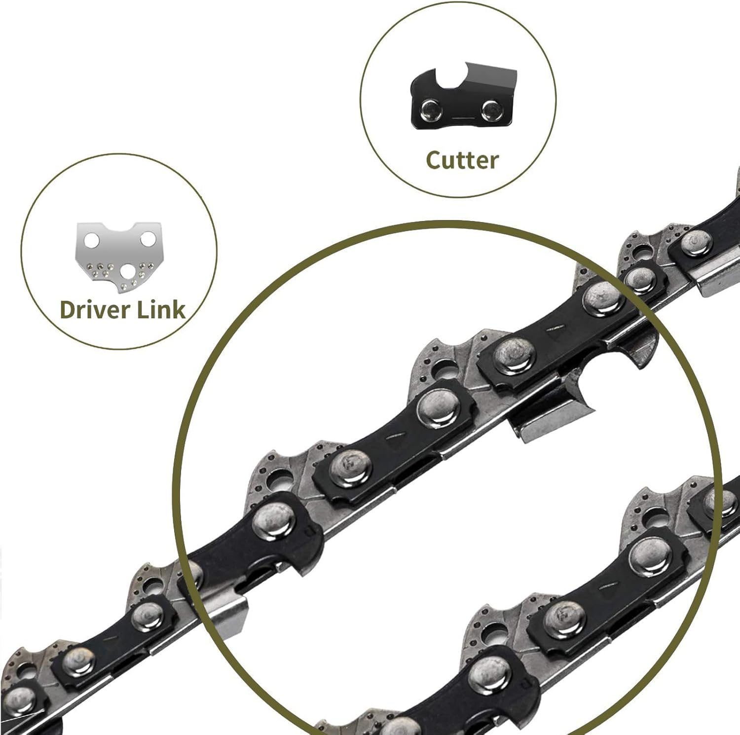 Cadena de motosierra S40 de 10 pulgadas, sierra de poste de 10 pulgadas compatible con Sunjoe SWJ803ESWJ807E, Oregon, Remington, Echo, Craftsman,