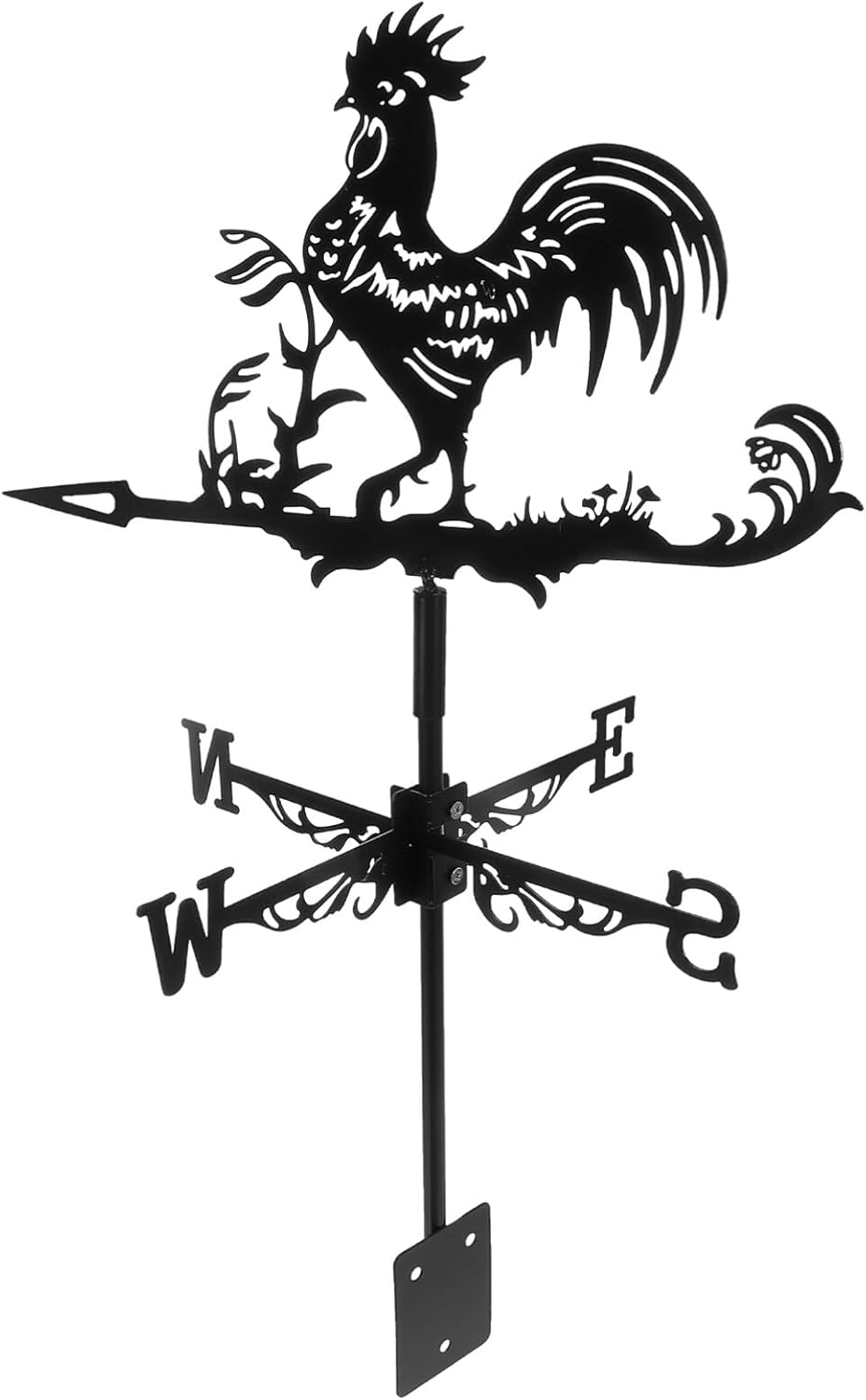 Happyyami Paleta de viento de gallo en la azotea de la azotea, indicador de dirección del viento de metal retro, decoración de arte de jardín para